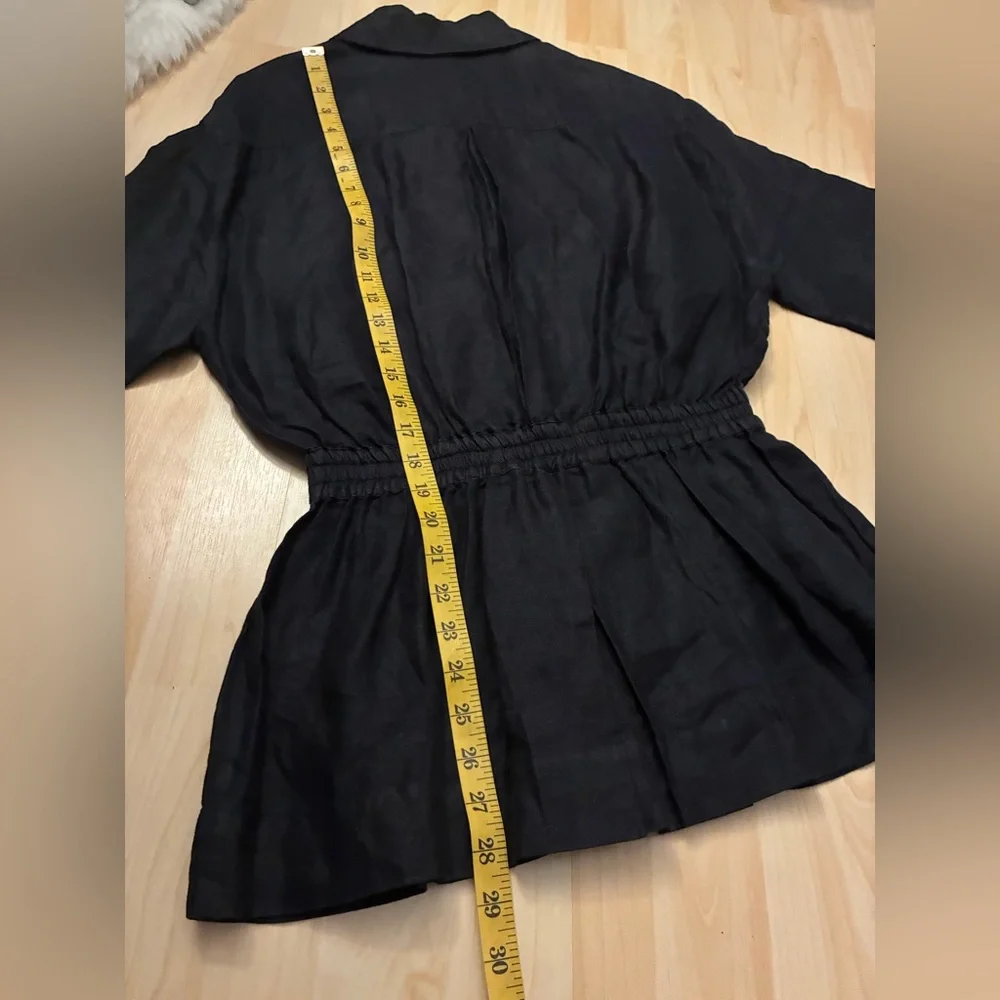 CHANEL Archival 06P Black Linen Cinched Waist Safari Blouse